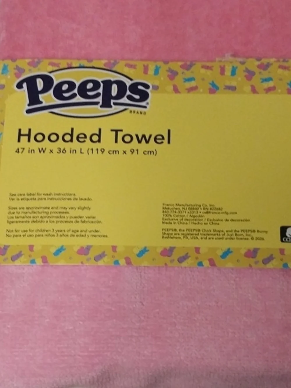 Peeps Pink Bunny Hooded Towel for Kids